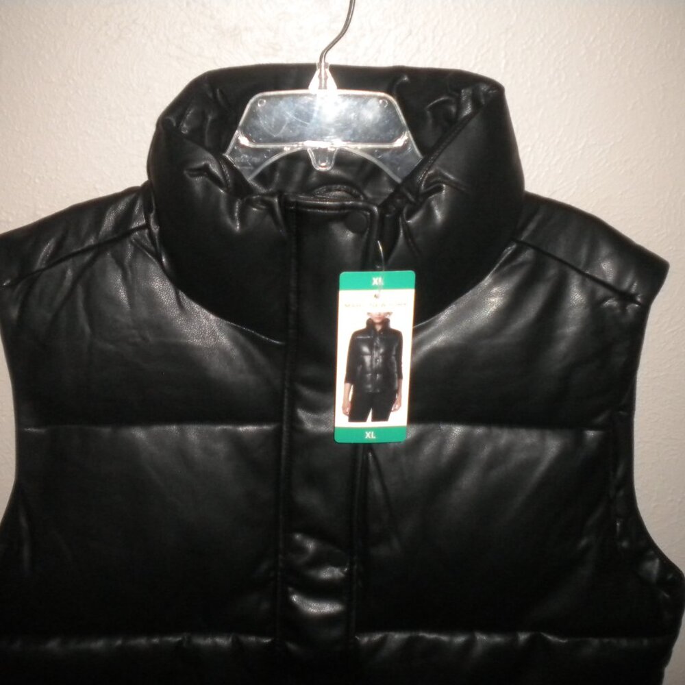 Marc New York Women's Size XL Black Faux Leather Winter Puffer Vest NWT - Picture 4 of 6